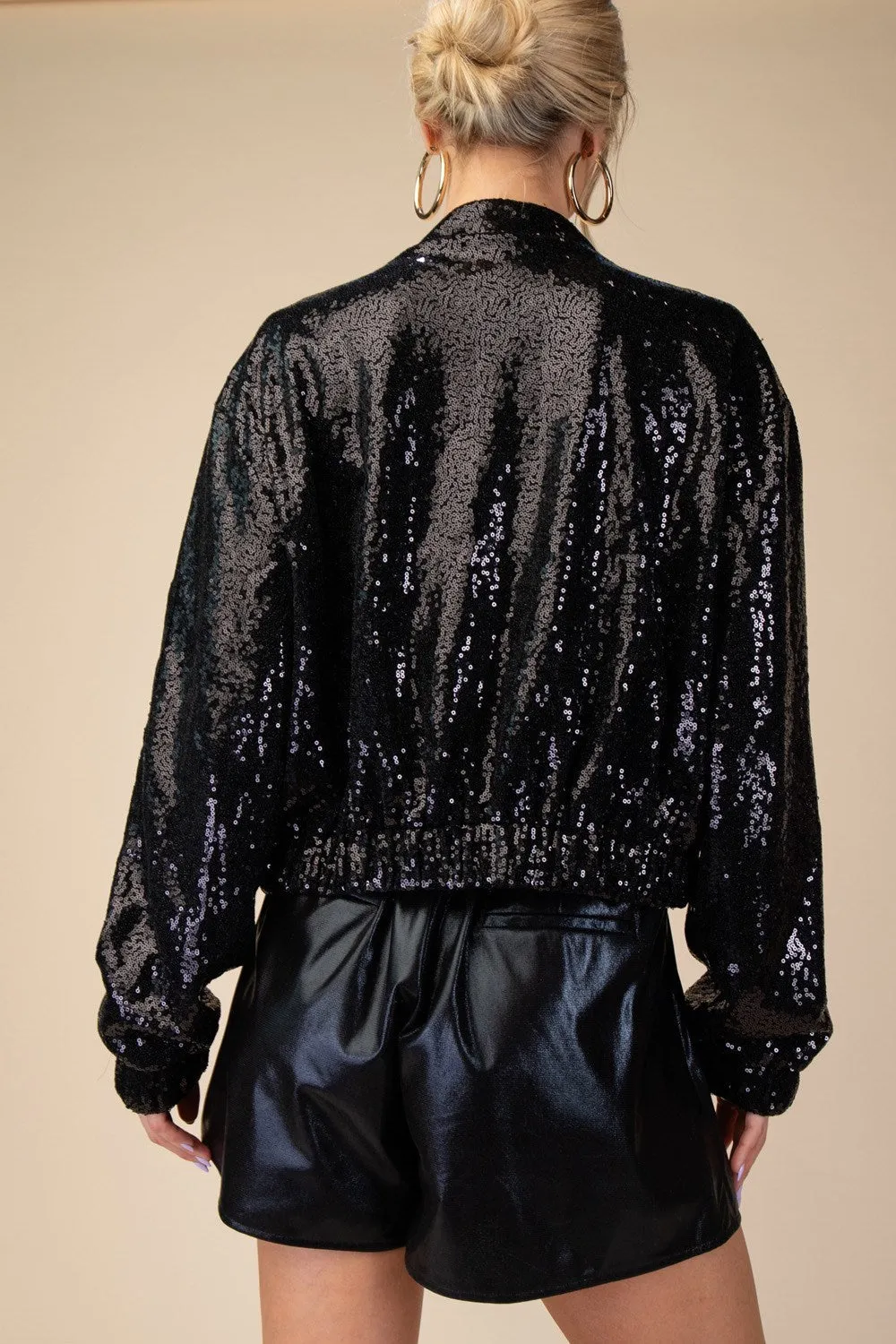 Liza Sequin Bomber Black Jacket FINAL SALE