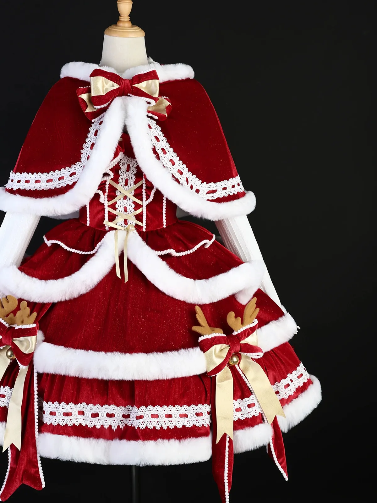 Matutu~Sweet Lolita JSK Suit Christmas Lolita Cape and Dress