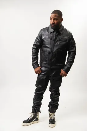 Men's Jax 2.0 Jean Jacket & Leather Cargo Pants [Black]