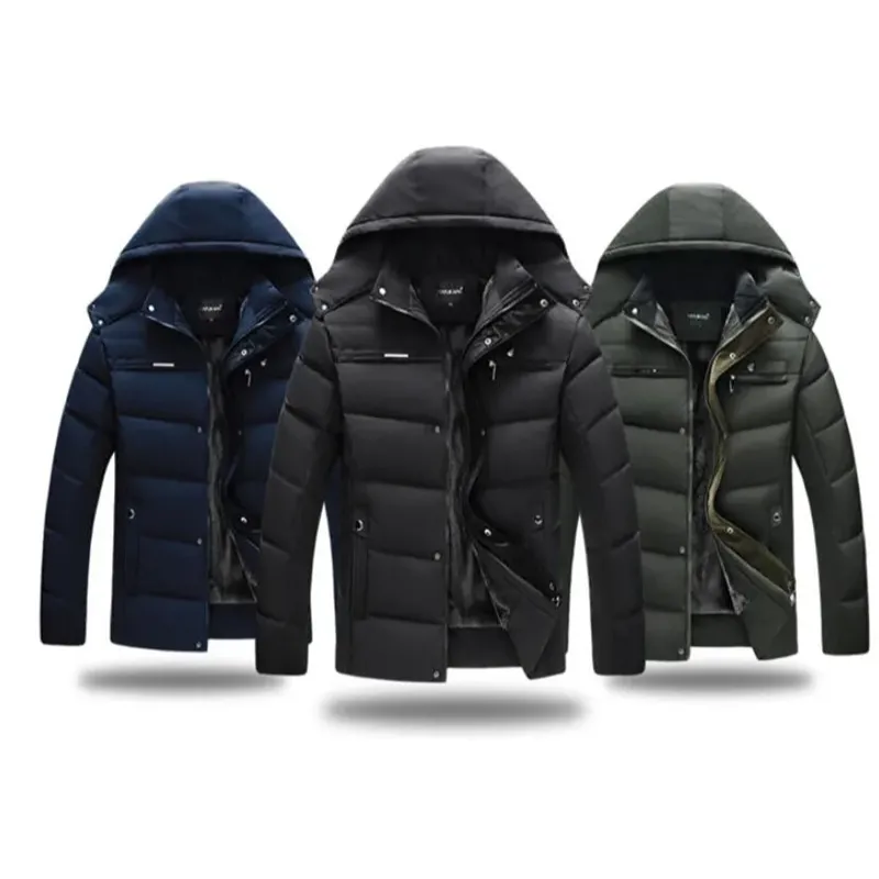 Men's parka winter jacket with fleece lining and hood