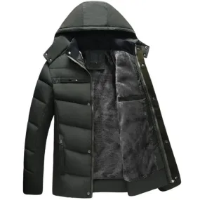 Men's parka winter jacket with fleece lining and hood