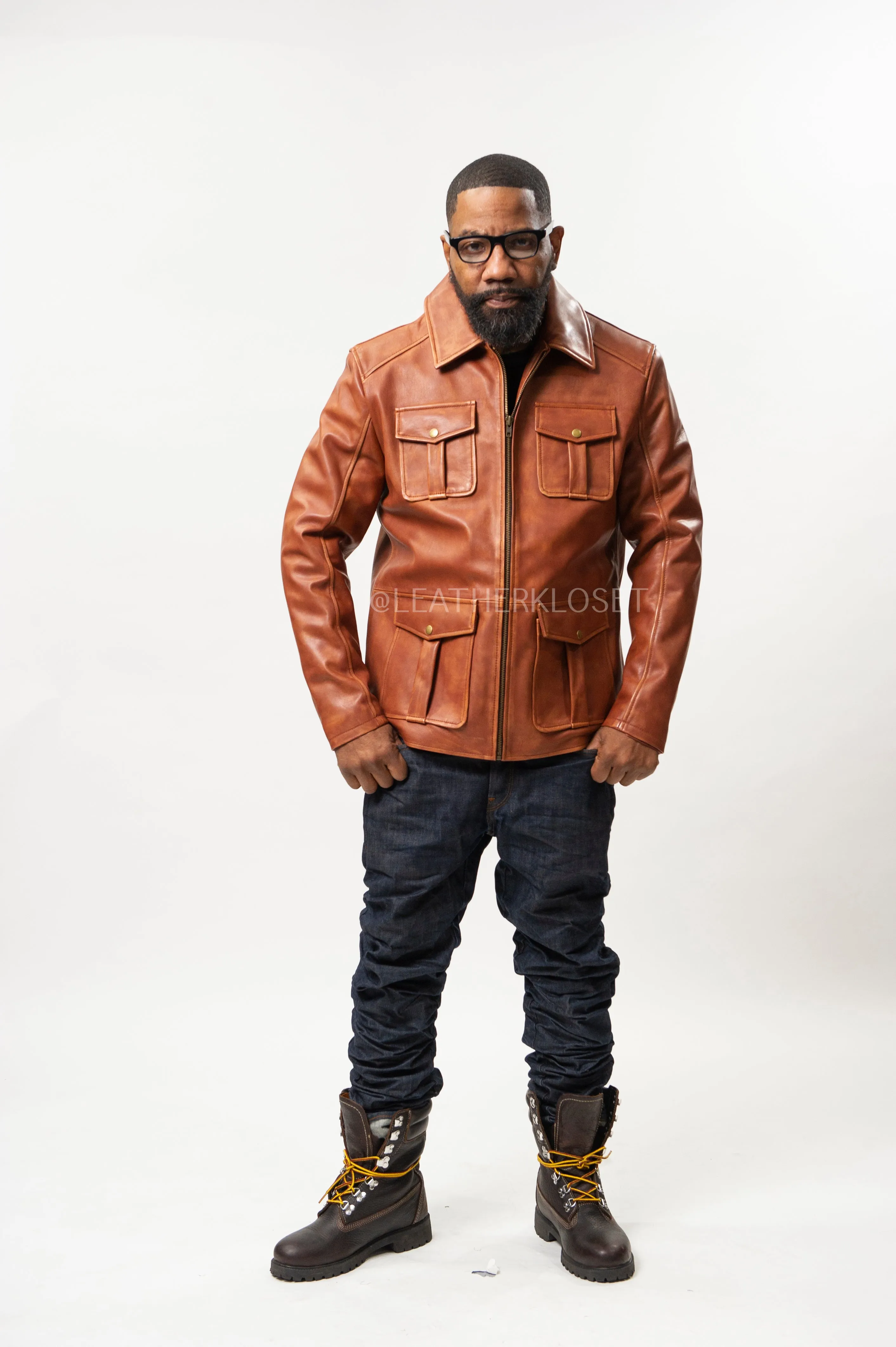 Men's Safari Leather Jacket [Caramel Crunch]