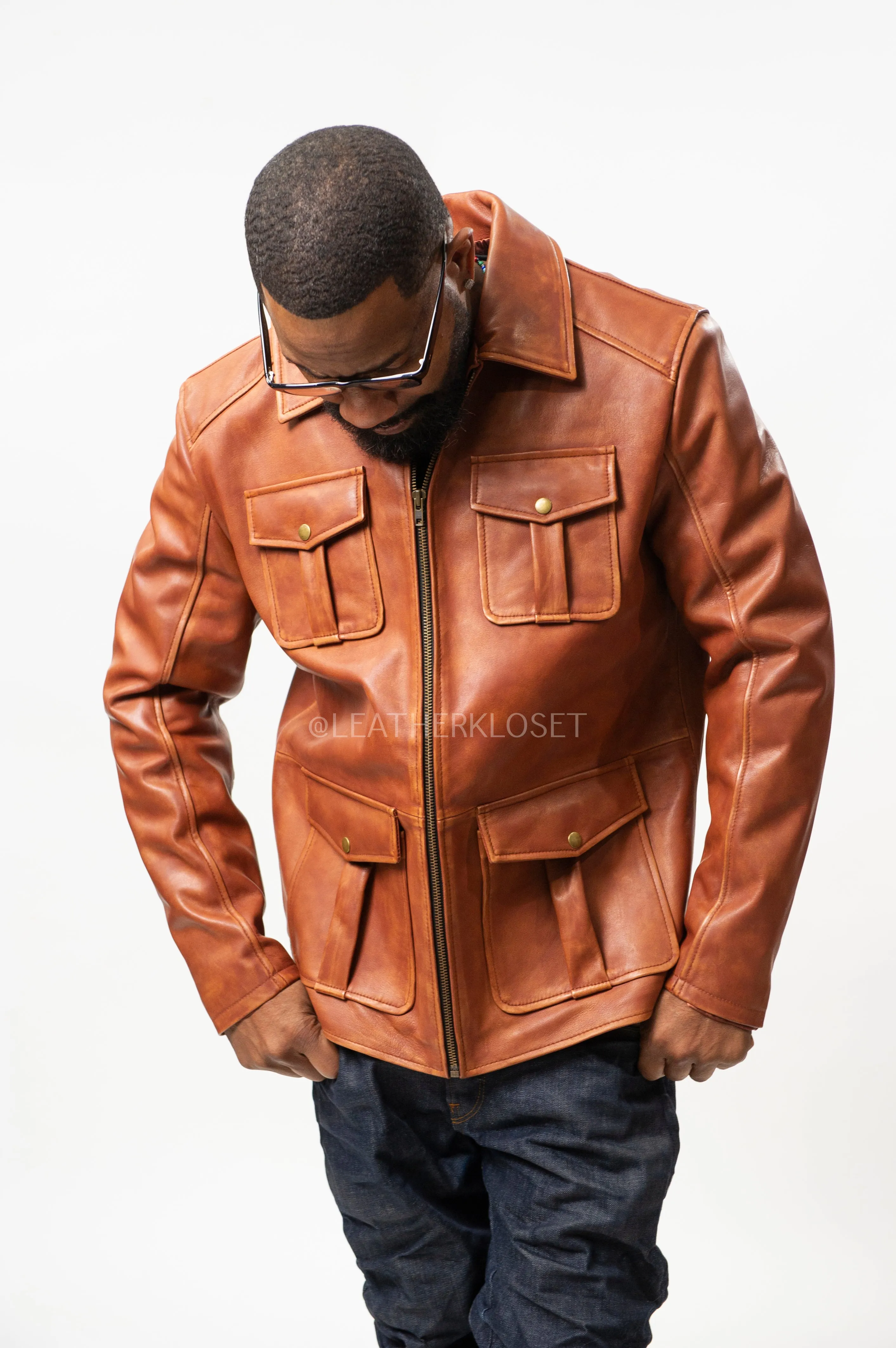 Men's Safari Leather Jacket [Caramel Crunch]