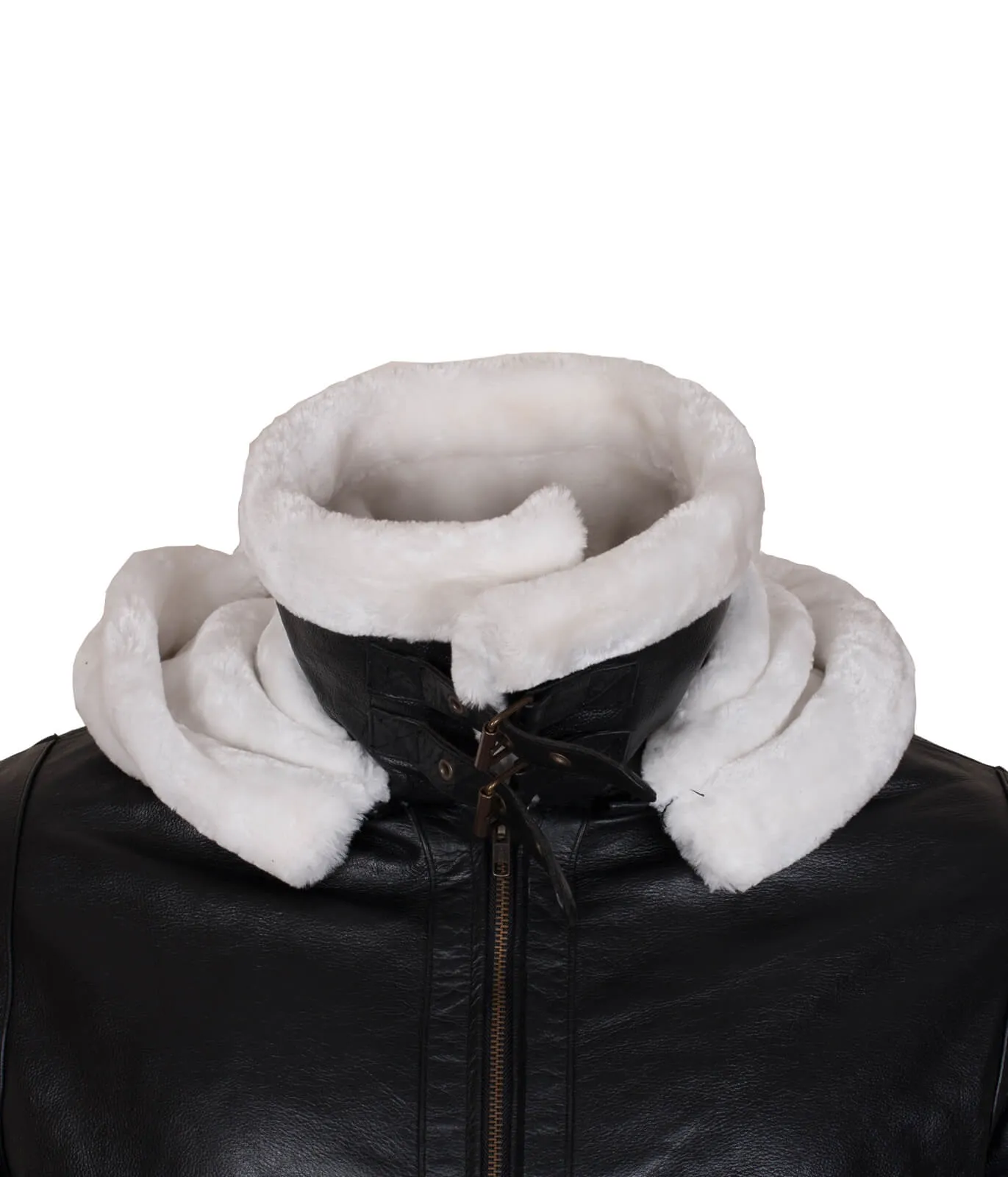 Men’s Shearling Black B3 Bomber Jacket with Hood