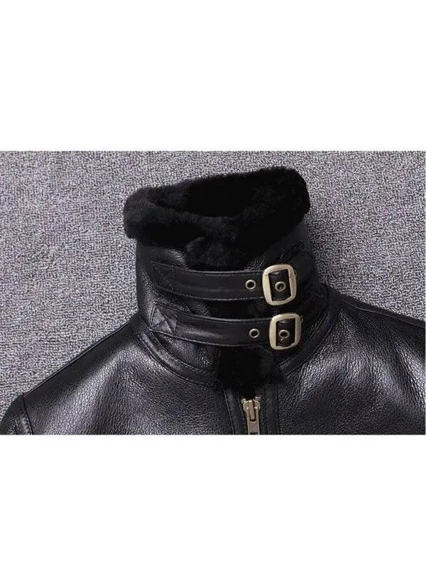 Men's Sheepskin Winter Fur Coat Shearling Jacket