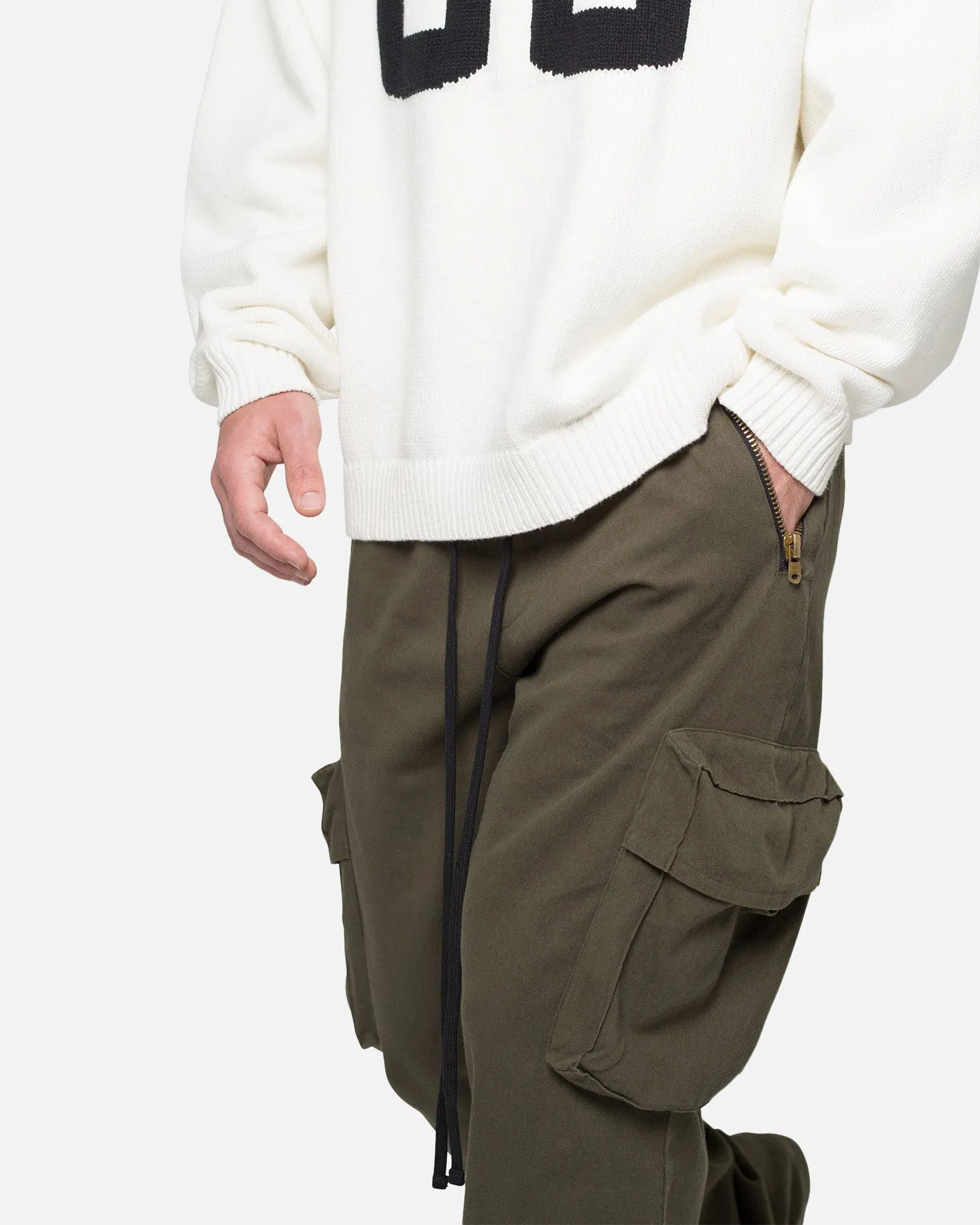 MNML Drawcord Flare Cargo Pants Olive