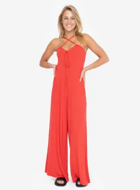 MOB Halter Jumpsuit-Cherry