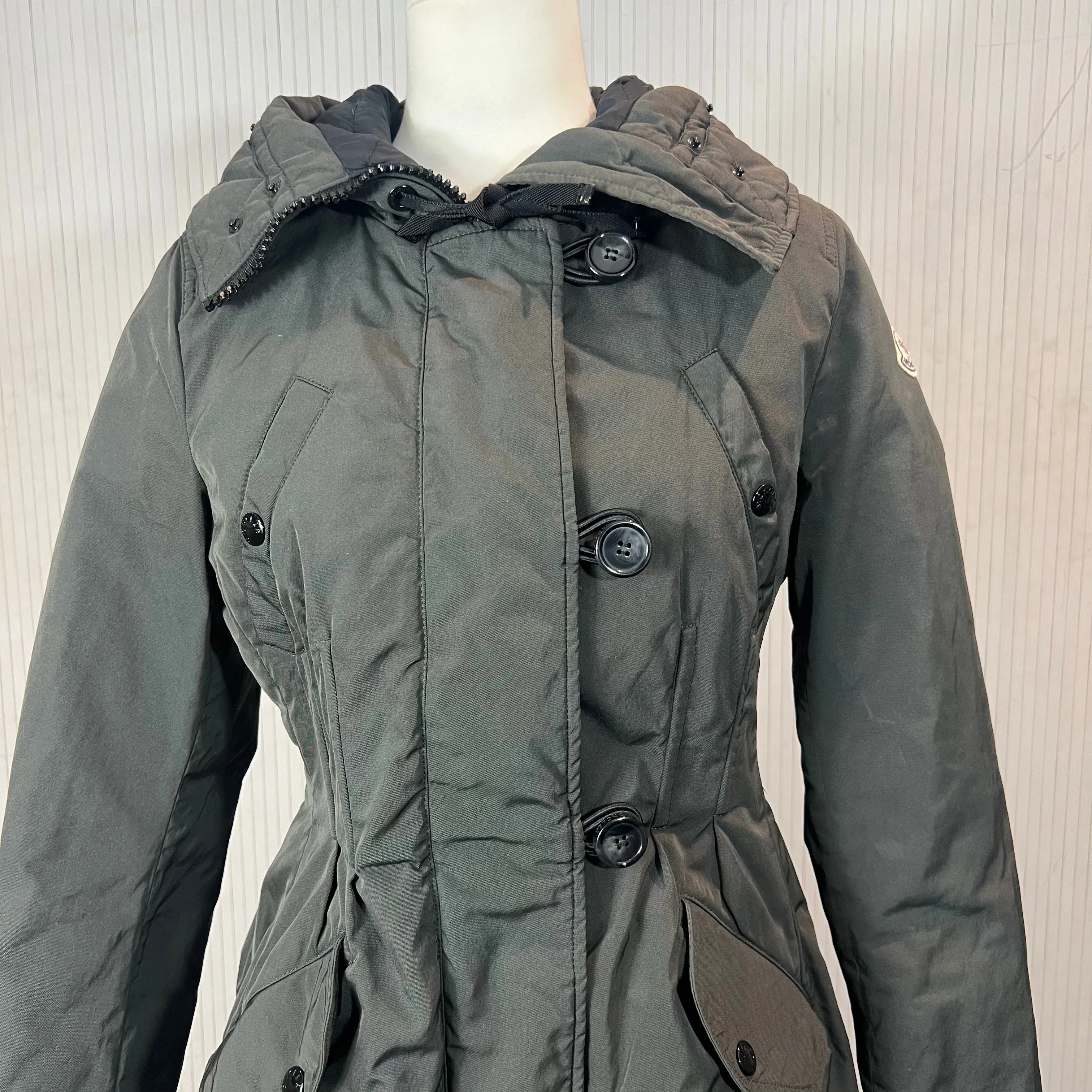 Moncler £1800 Mid Grey Arriette Quilted Parka Coat M