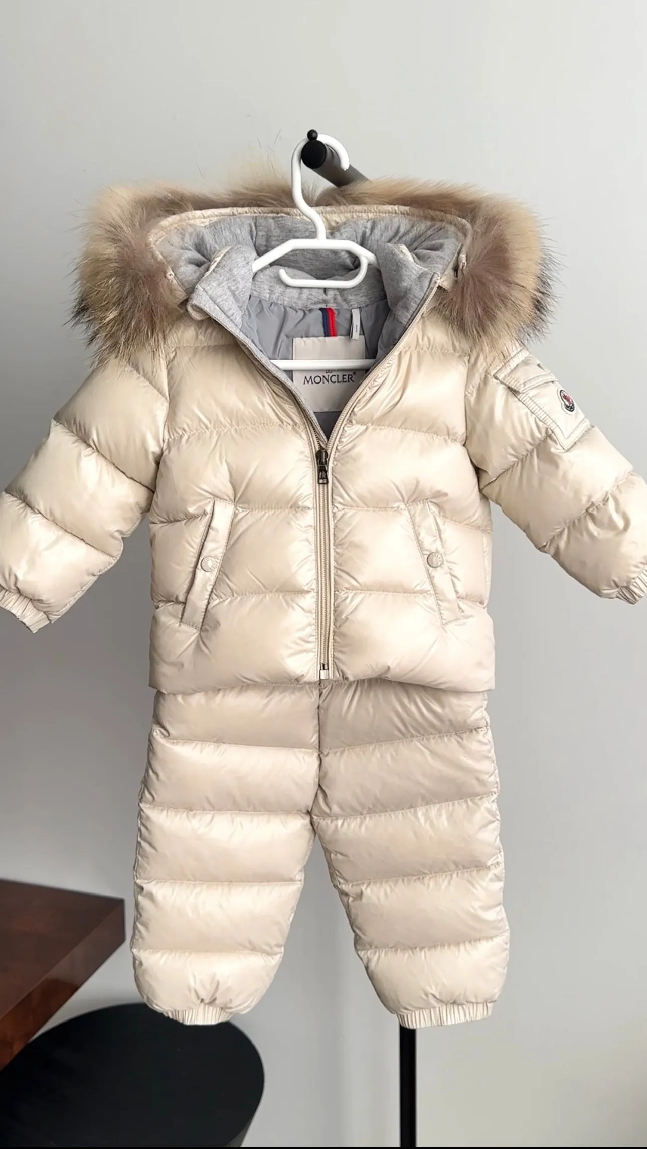 Moncler Kids Ivory Down Puffer Snowsuit / Parka / Hat 3pcs - 12/18M