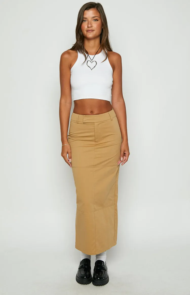 My Way Tan Maxi Skirt