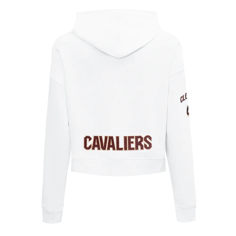 NBA CLEVELAND CAVALIERS CLASSIC WOMEN'S CROPPED PO HOODIE (WHITE)