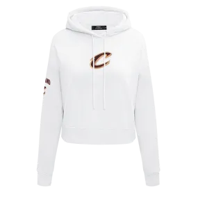 NBA CLEVELAND CAVALIERS CLASSIC WOMEN'S CROPPED PO HOODIE (WHITE)