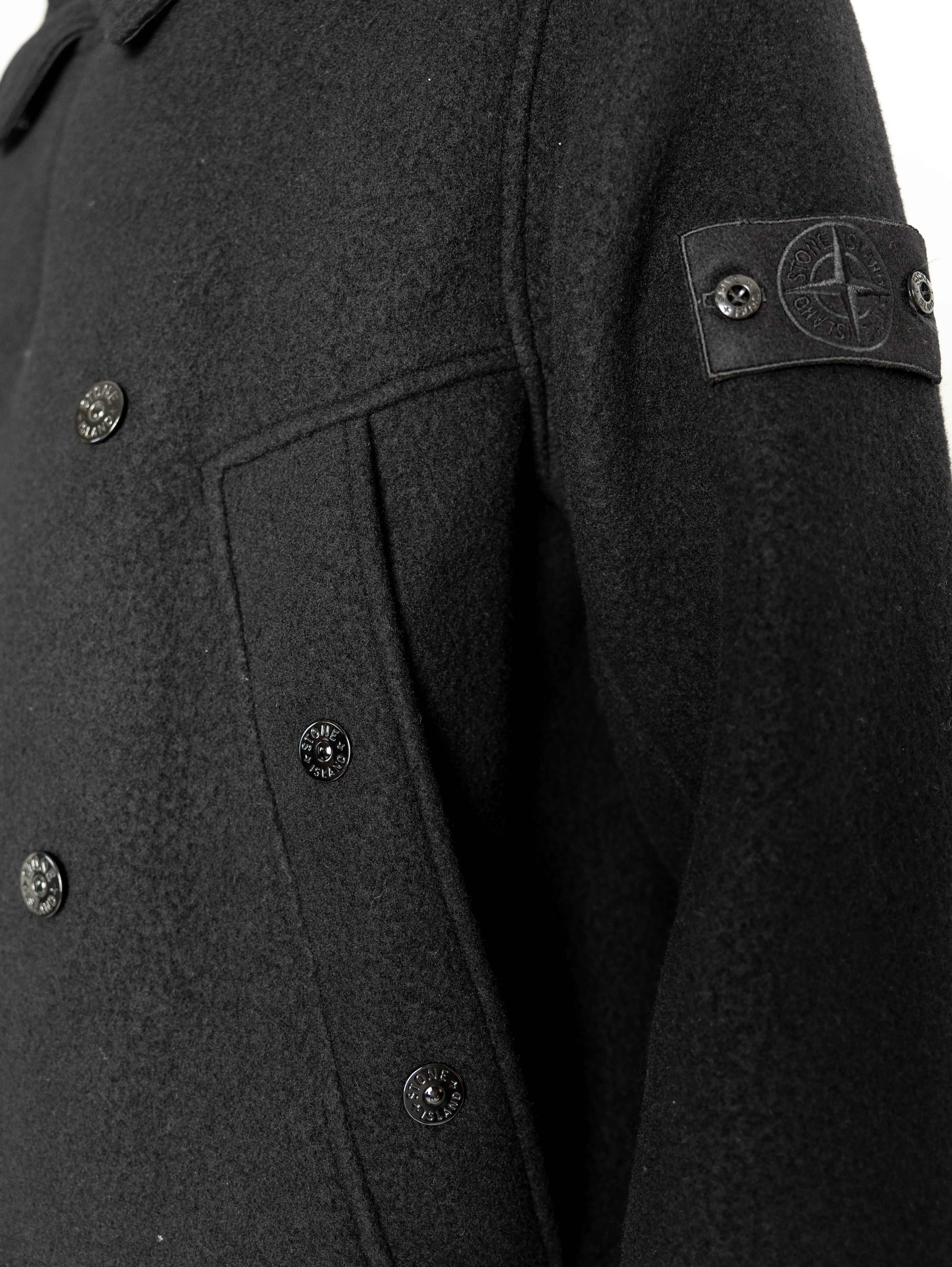 Peacoat in Panno Militare Ghost Nero