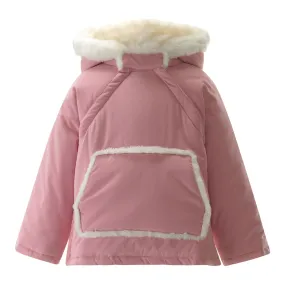 Pink Faux Fur Trim Jacket