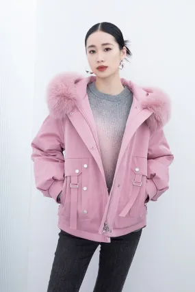 Pink Parka Style Down Jacket