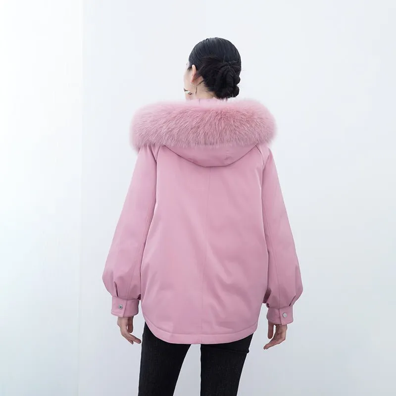 Pink Parka Style Down Jacket