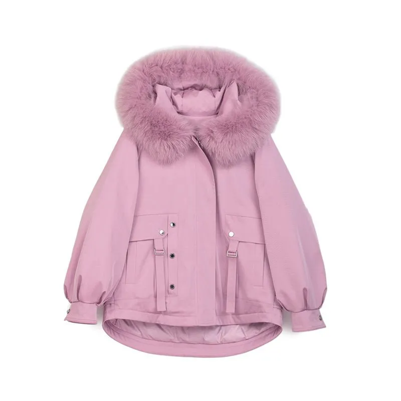 Pink Parka Style Down Jacket