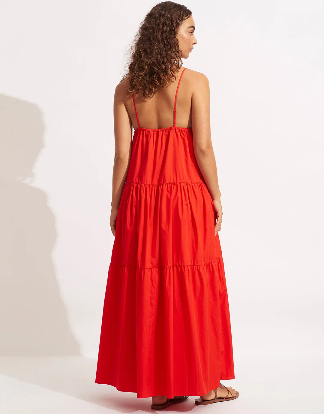 Poplin Maxi Dress - Red