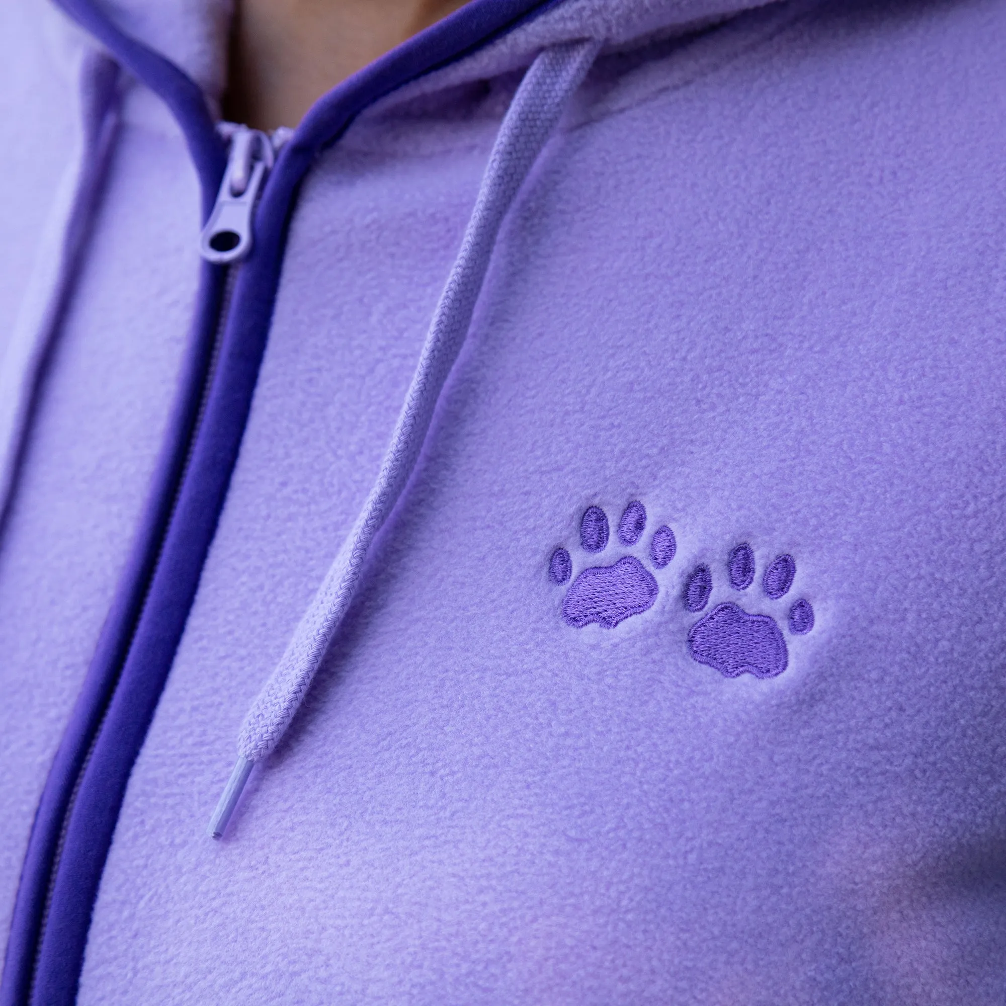 Purple Paw Trimmed Polar Fleece Hooded Jacket