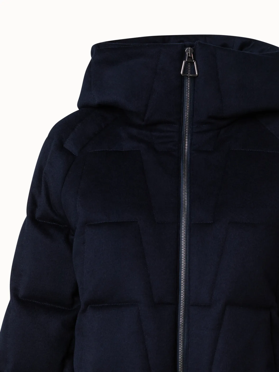 Quilted Trapezoid Cashmere Parka