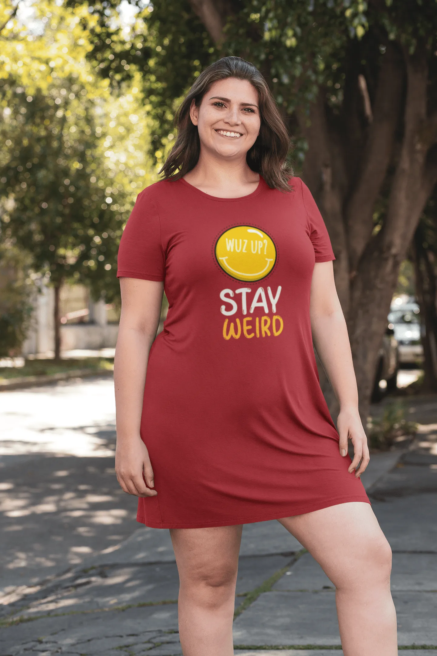 " STAY WEIRD " - 3/4TH SLEEVE T-SHIRT DRESSES