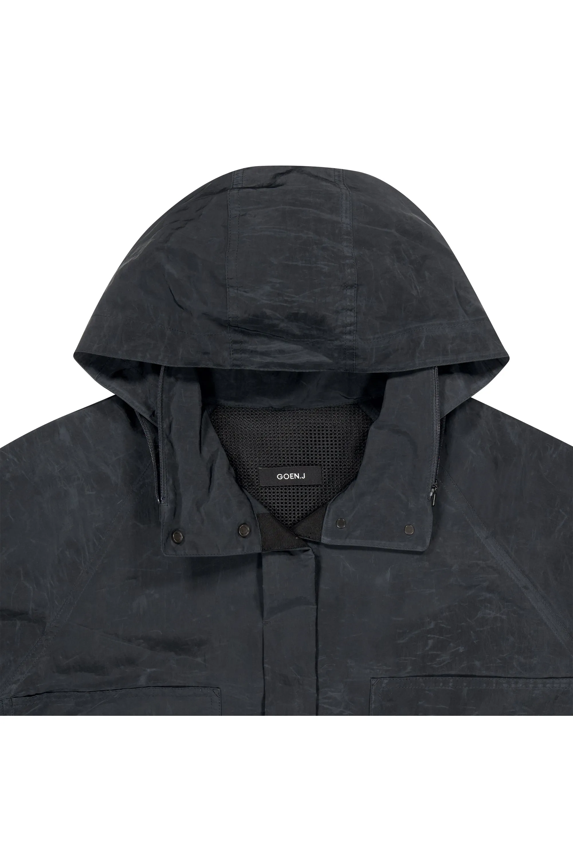 Recycled nylon waxed coating technical parka coat