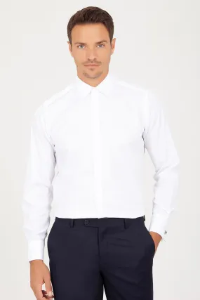 Regular Fit French Cuff 100% Cotton White Dress Shirt