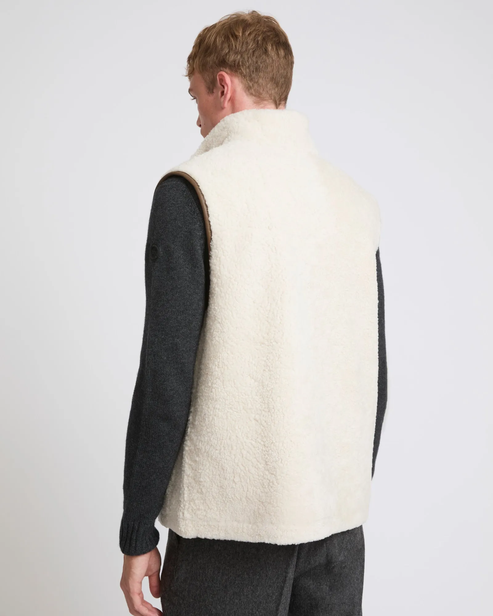 Reversible shearling fleece gilet