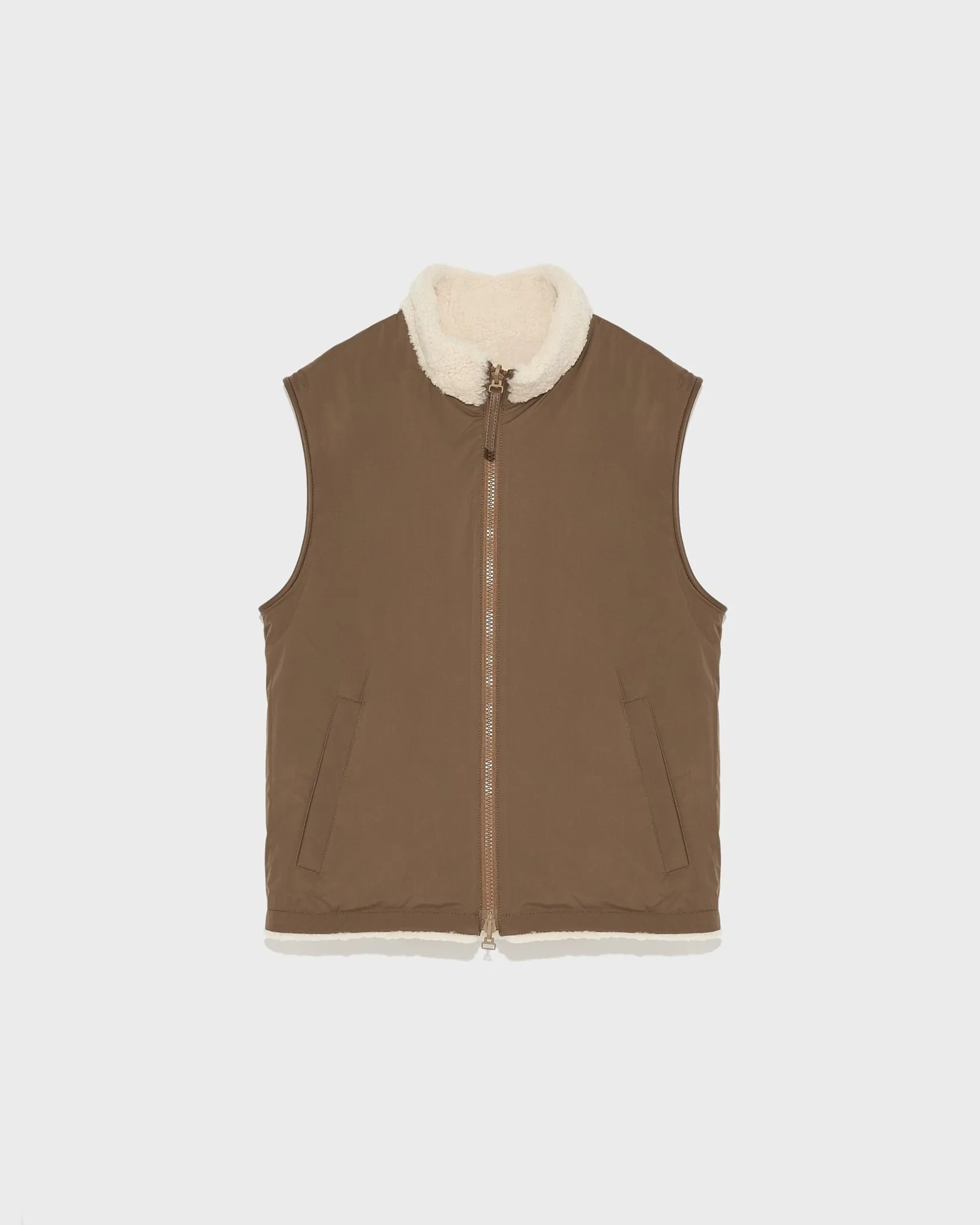 Reversible shearling fleece gilet