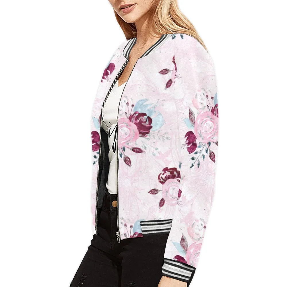 Romance Floral Bomber Jacket for Women