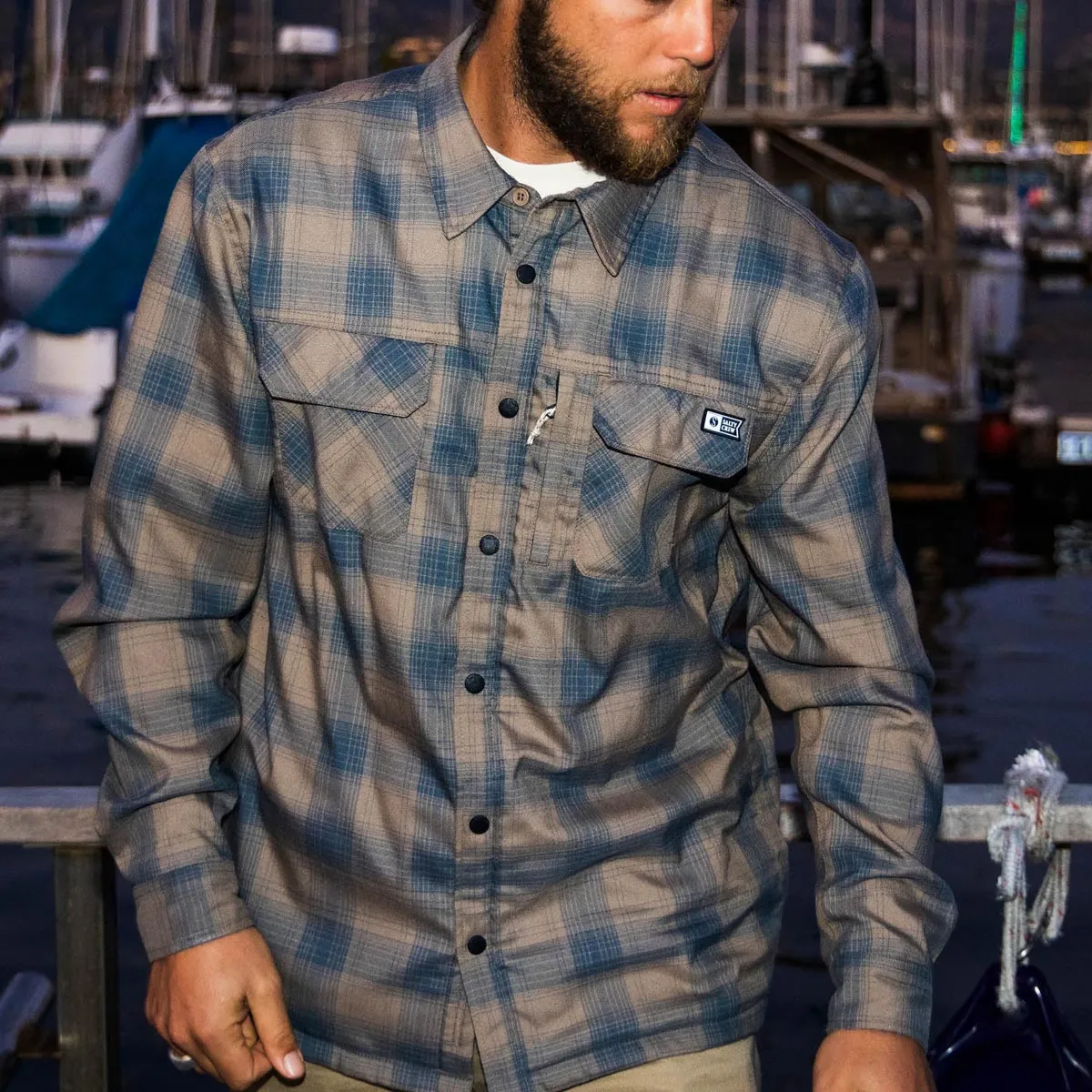 Salty Crew Fathom Long Sleeve Tech Shirt Jacket - Pewter