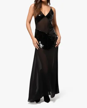 Sheer Panel Maxi Dress