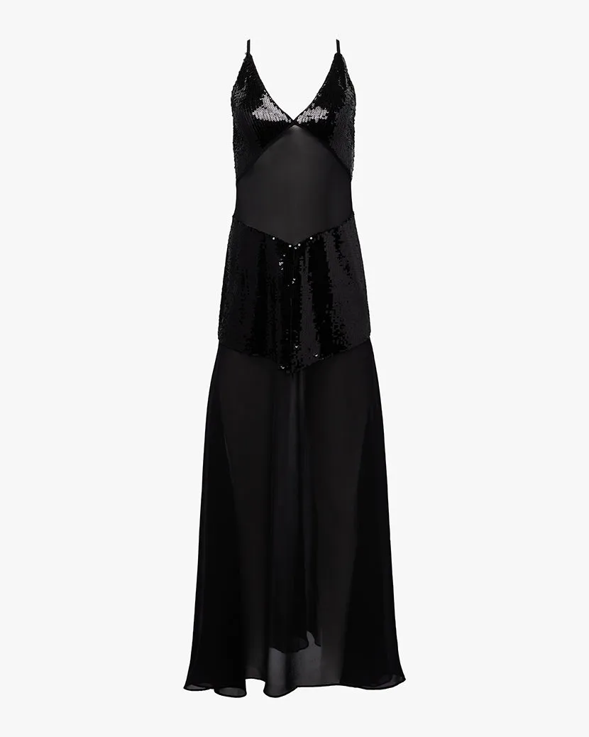 Sheer Panel Maxi Dress