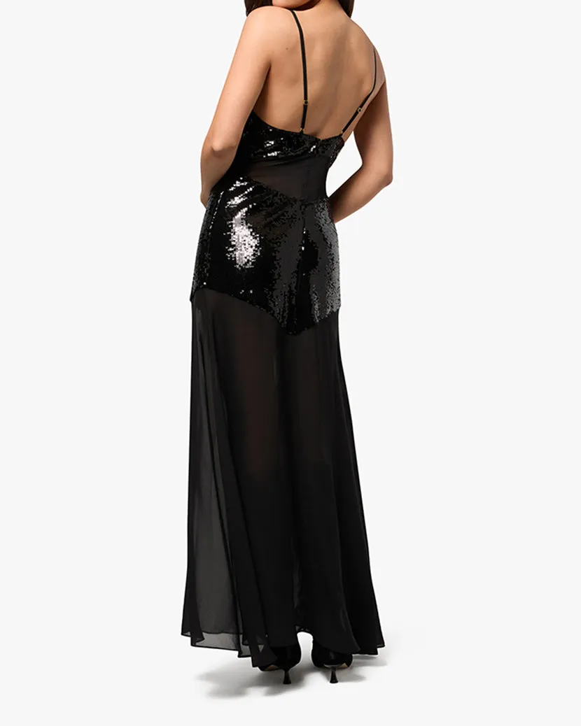 Sheer Panel Maxi Dress