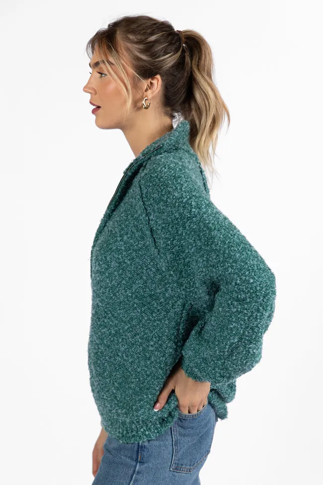 Signature Move Green Fuzzy Quarter Zip Pullover