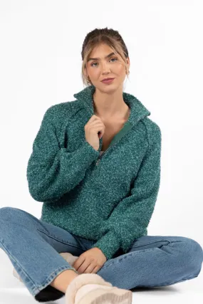 Signature Move Green Fuzzy Quarter Zip Pullover