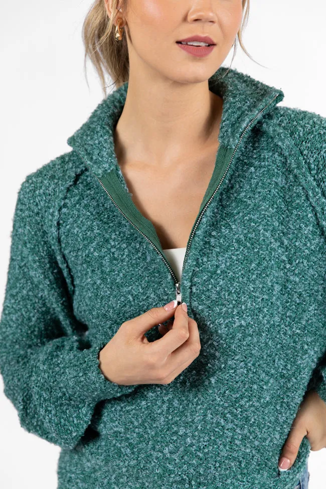 Signature Move Green Fuzzy Quarter Zip Pullover