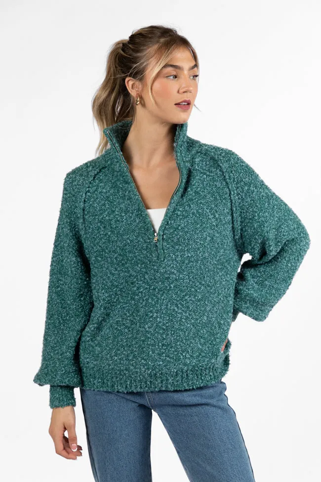 Signature Move Green Fuzzy Quarter Zip Pullover