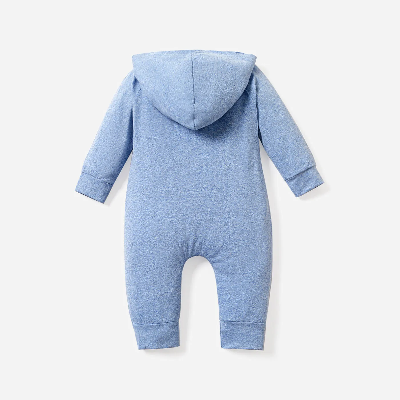 Solid Hooded Long-sleeve Baby Jumpsuit