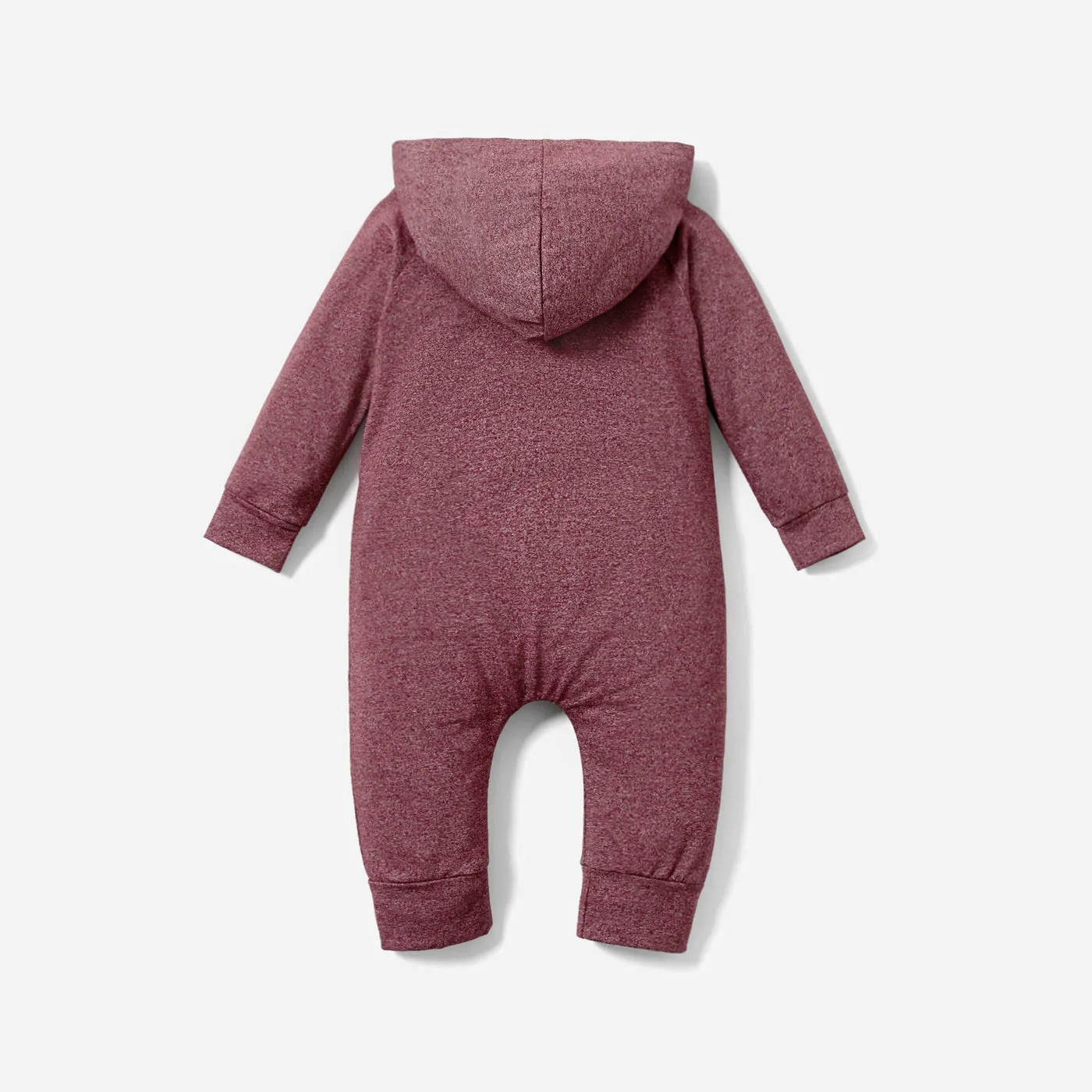 Solid Hooded Long-sleeve Baby Jumpsuit