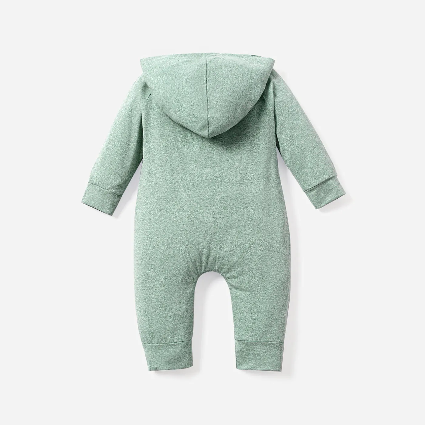 Solid Hooded Long-sleeve Baby Jumpsuit