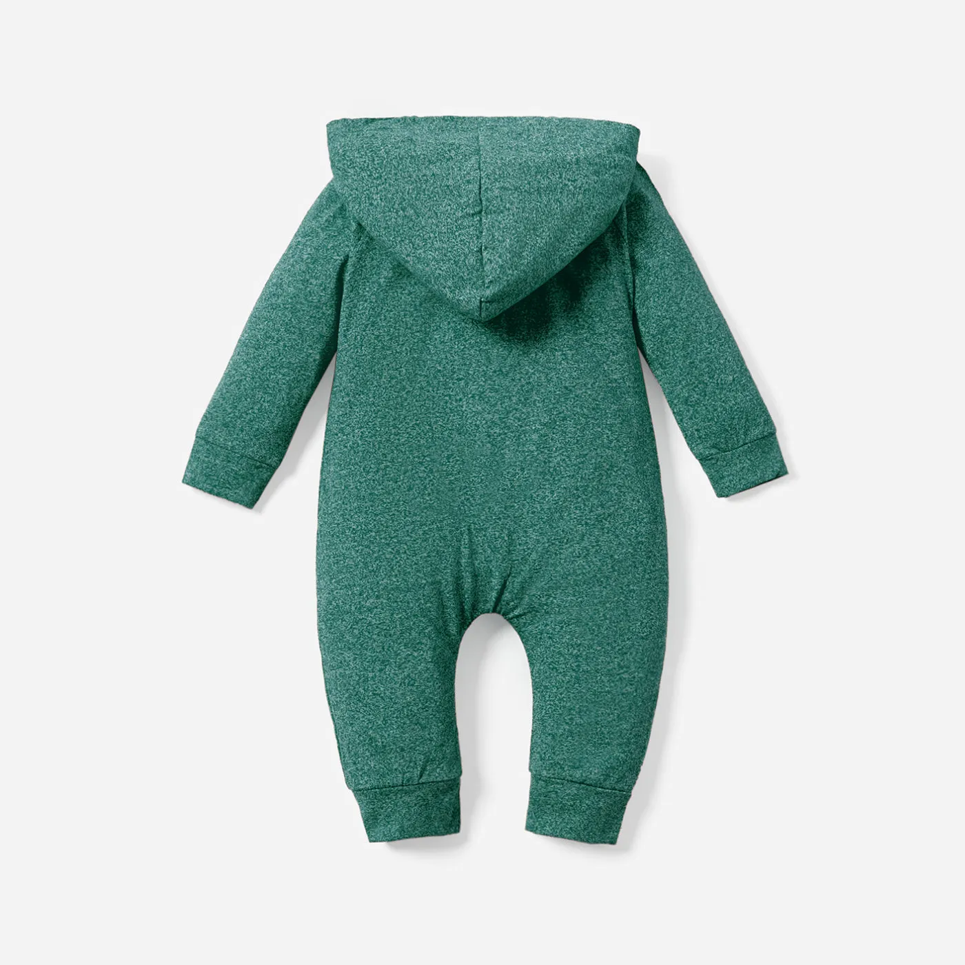 Solid Hooded Long-sleeve Baby Jumpsuit