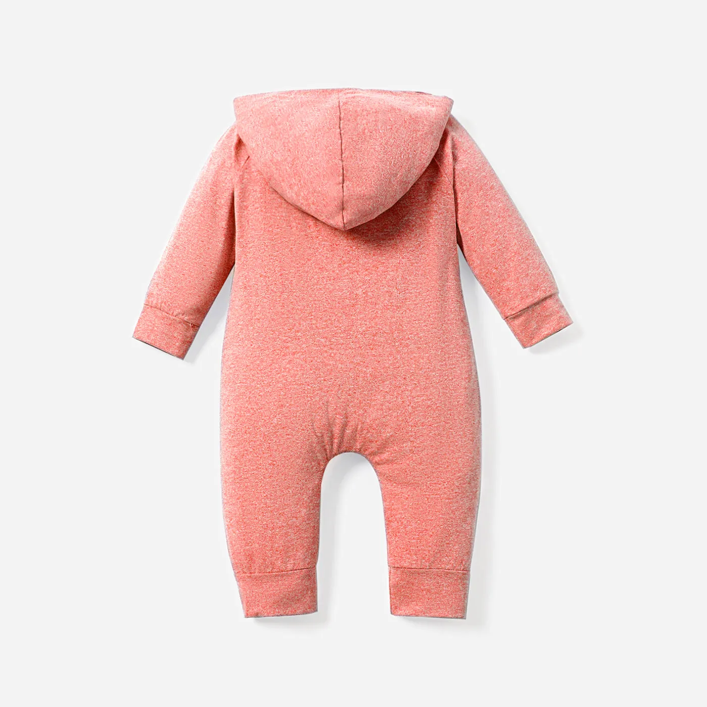 Solid Hooded Long-sleeve Baby Jumpsuit