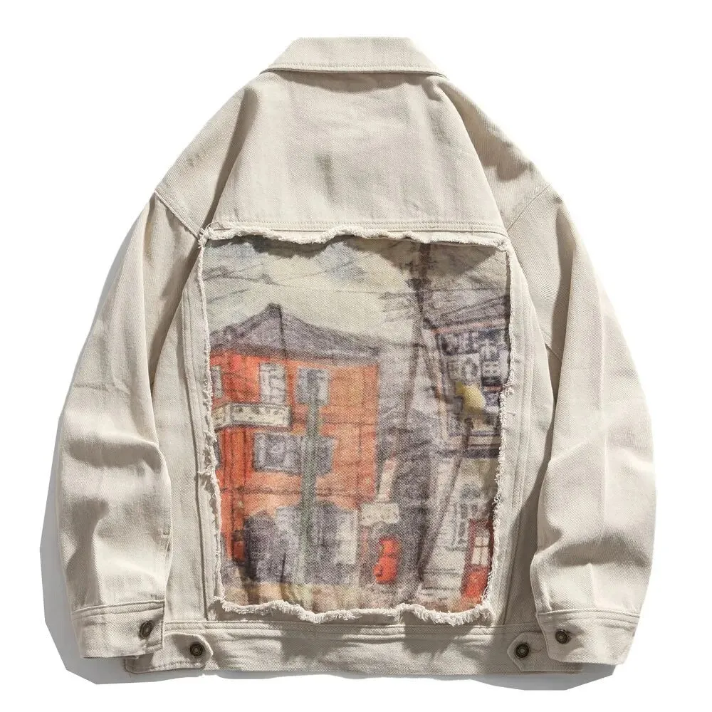 Street Mural Painted Denim Jacket