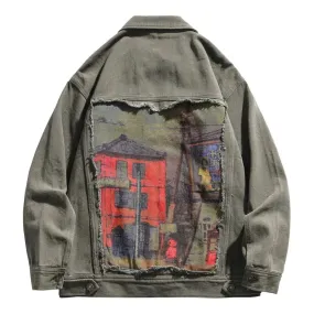 Street Mural Painted Denim Jacket