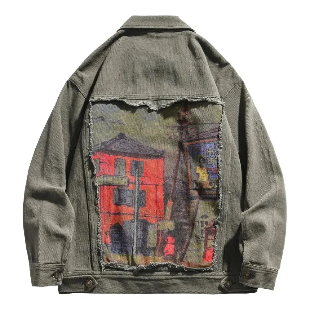 Street Mural Painted Denim Jacket