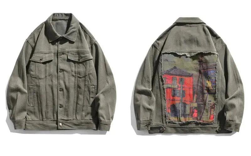 Street Mural Painted Denim Jacket