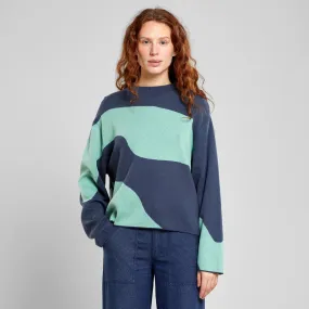 Sweater Limhamn Flowy Ombre Blue/Granite Green | DEDICATED