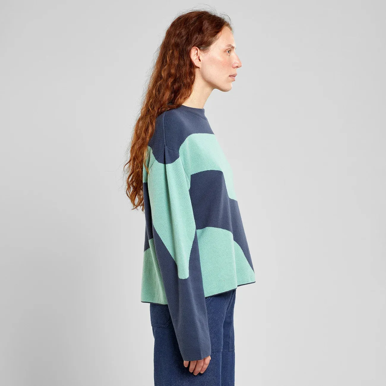 Sweater Limhamn Flowy Ombre Blue/Granite Green | DEDICATED