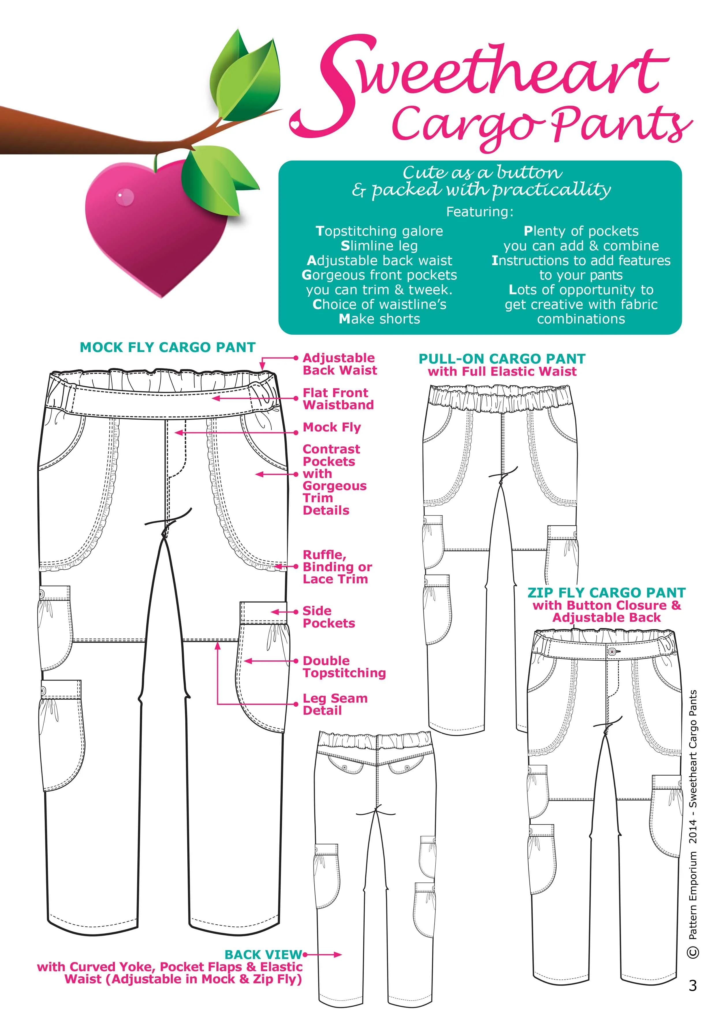 Sweetheart Cargo Pants | Girls Sewing Pattern